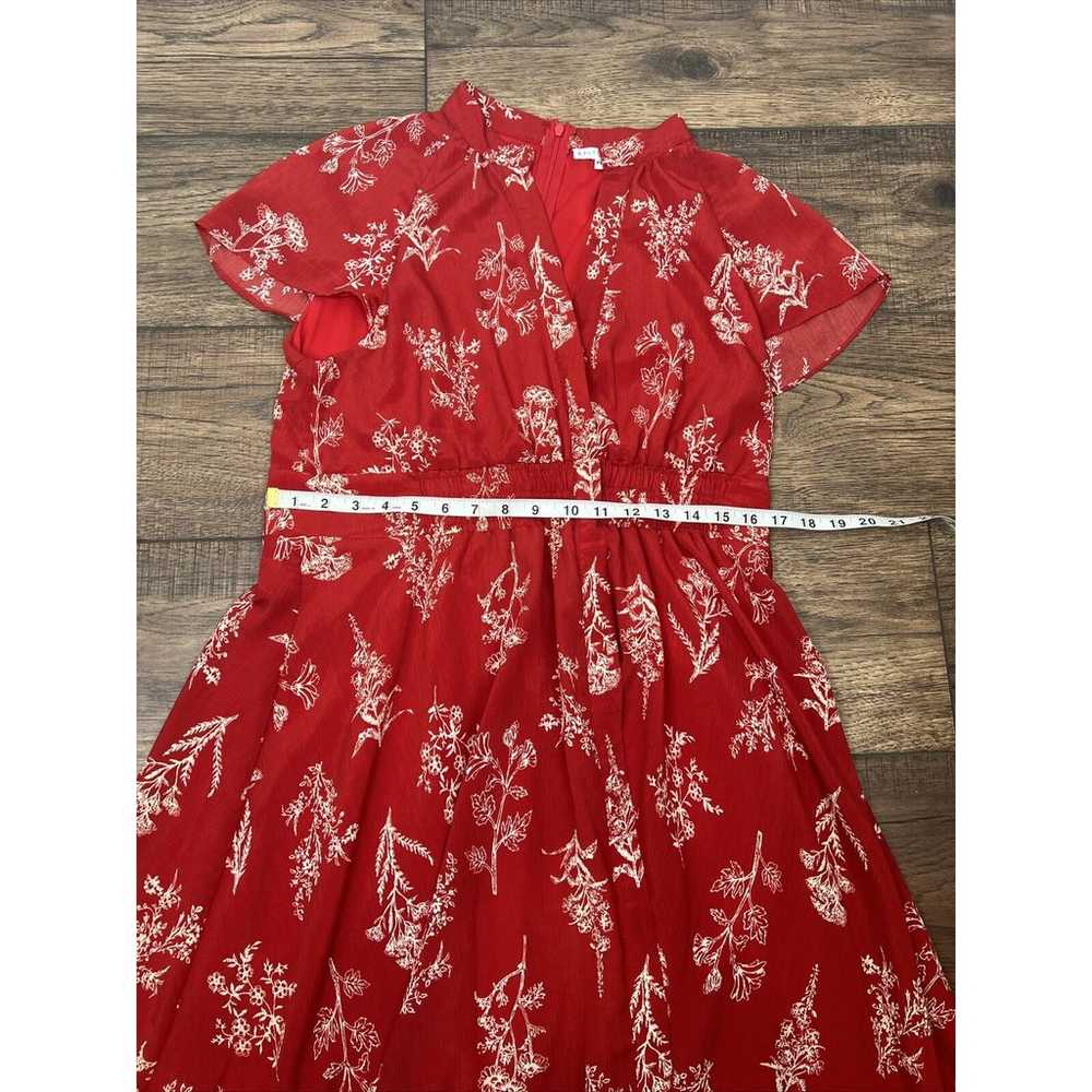 Baltic Born Red Floral Flutter Sleeve MIDI Dress … - image 8