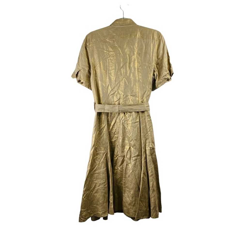 Ralph Lauren Shimmer Gold 100% Linen Shirt Midi D… - image 2