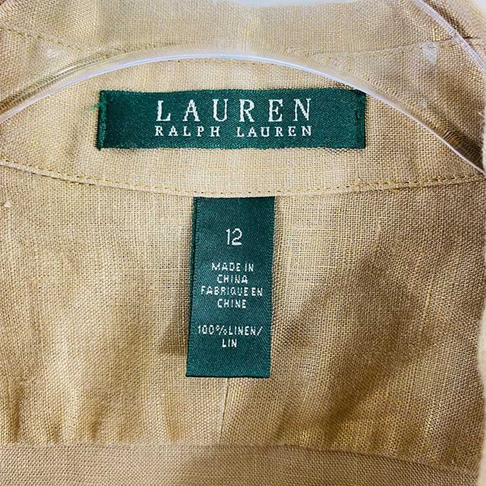 Ralph Lauren Shimmer Gold 100% Linen Shirt Midi D… - image 3