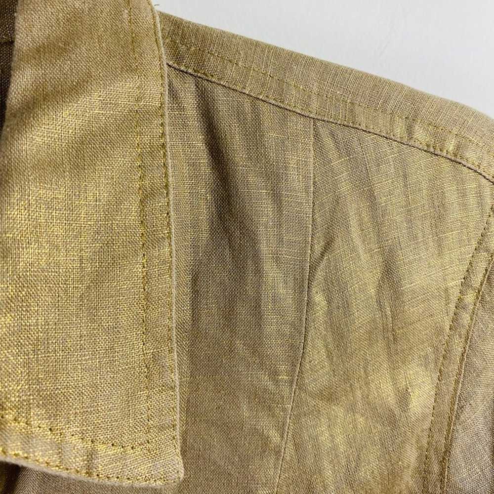 Ralph Lauren Shimmer Gold 100% Linen Shirt Midi D… - image 4