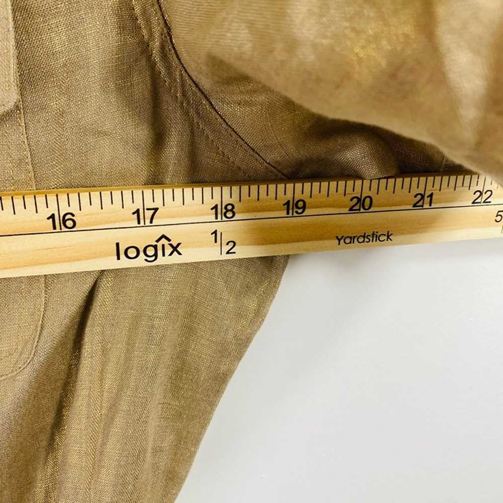 Ralph Lauren Shimmer Gold 100% Linen Shirt Midi D… - image 8