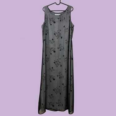 90s floral mesh maxi dress