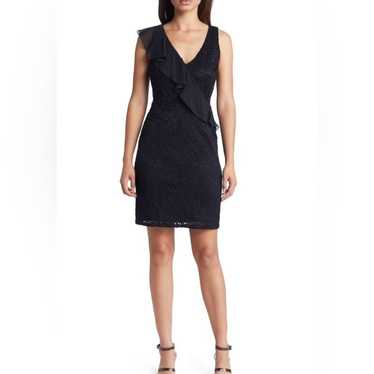 Sam Edelman Lace Sheath Dress Ruffle Detail Black… - image 1