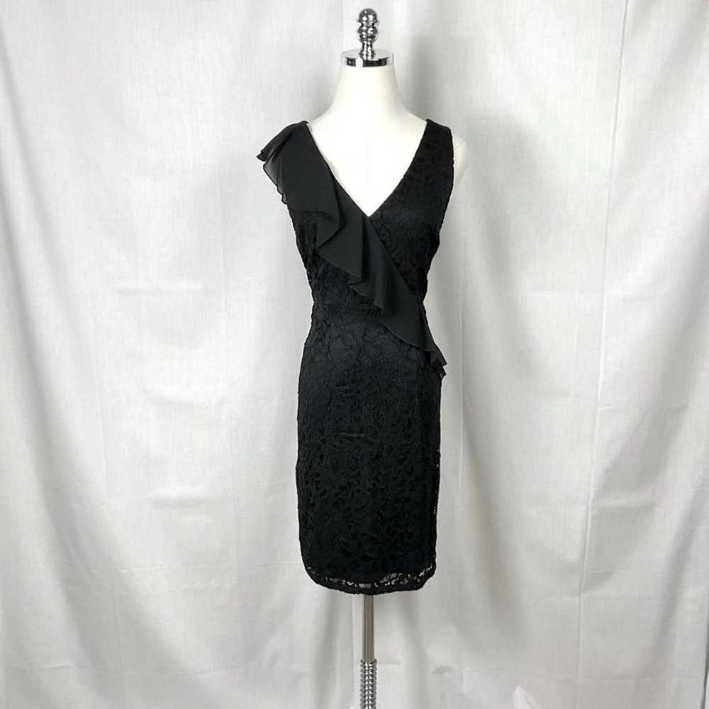 Sam Edelman Lace Sheath Dress Ruffle Detail Black… - image 2