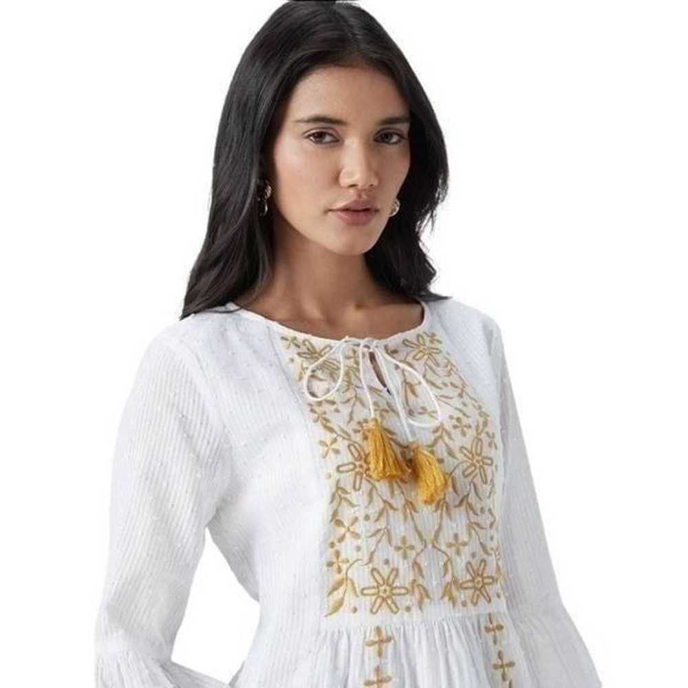 LOV Women's Off-White Cotton & Gold Floral-Embroi… - image 3