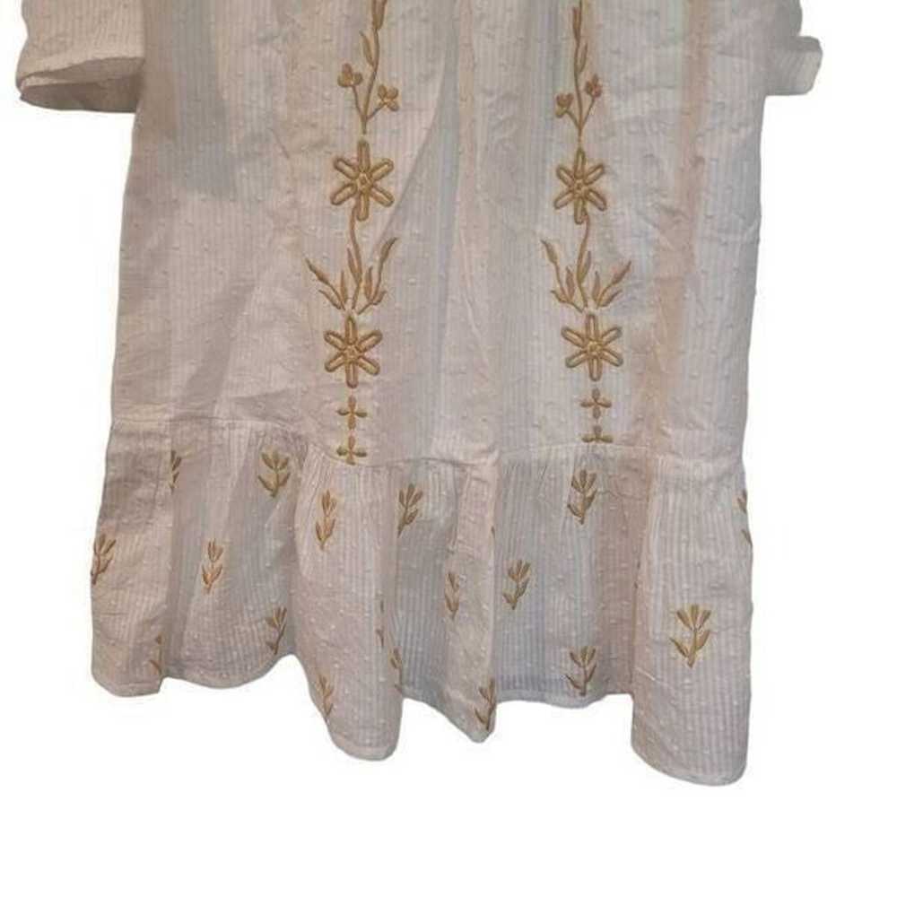 LOV Women's Off-White Cotton & Gold Floral-Embroi… - image 8