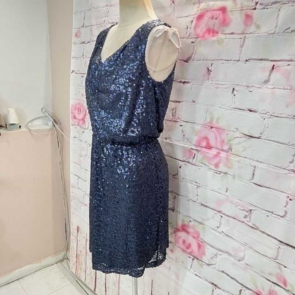 Calvin Klein sleeveless blue sequin party dress s… - image 2