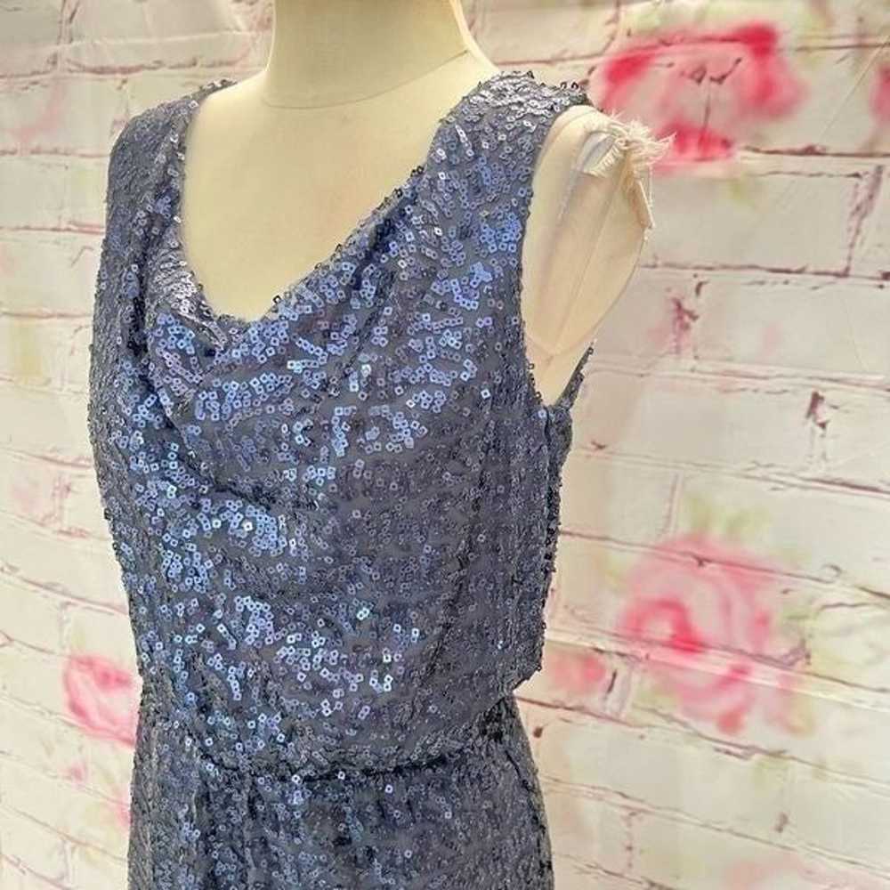 Calvin Klein sleeveless blue sequin party dress s… - image 3