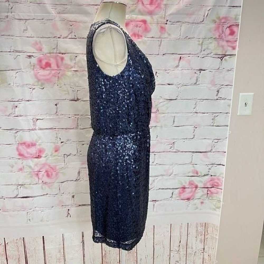Calvin Klein sleeveless blue sequin party dress s… - image 4