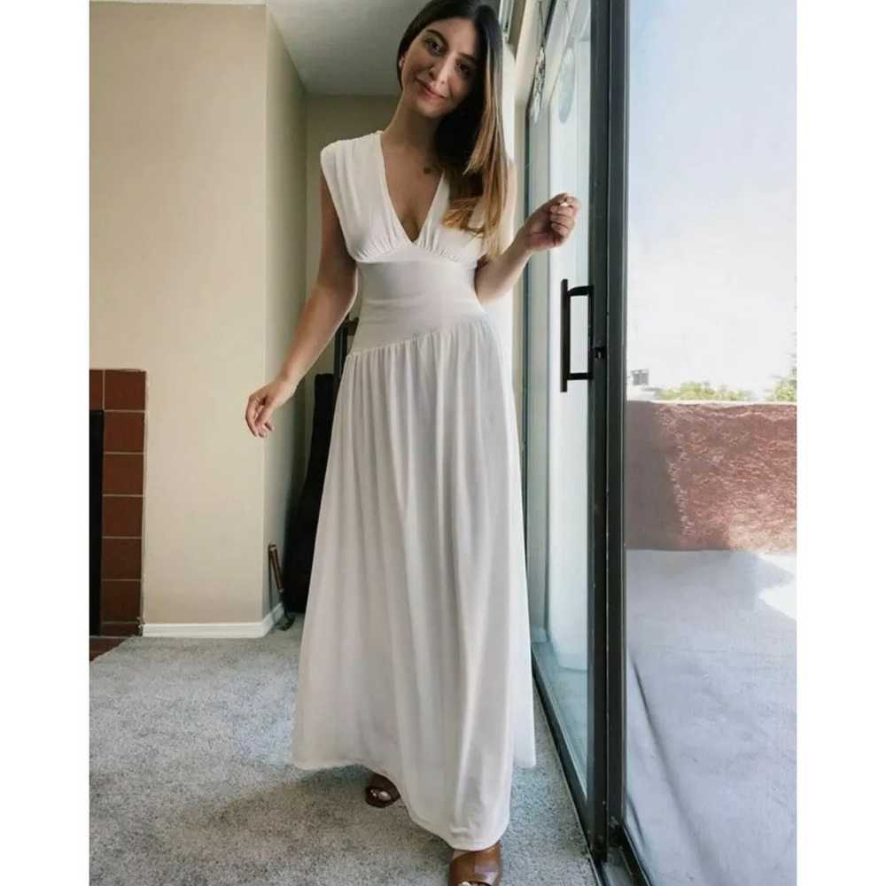 Zara White Asymmetrical Waist Draped Maxi Dress W… - image 11