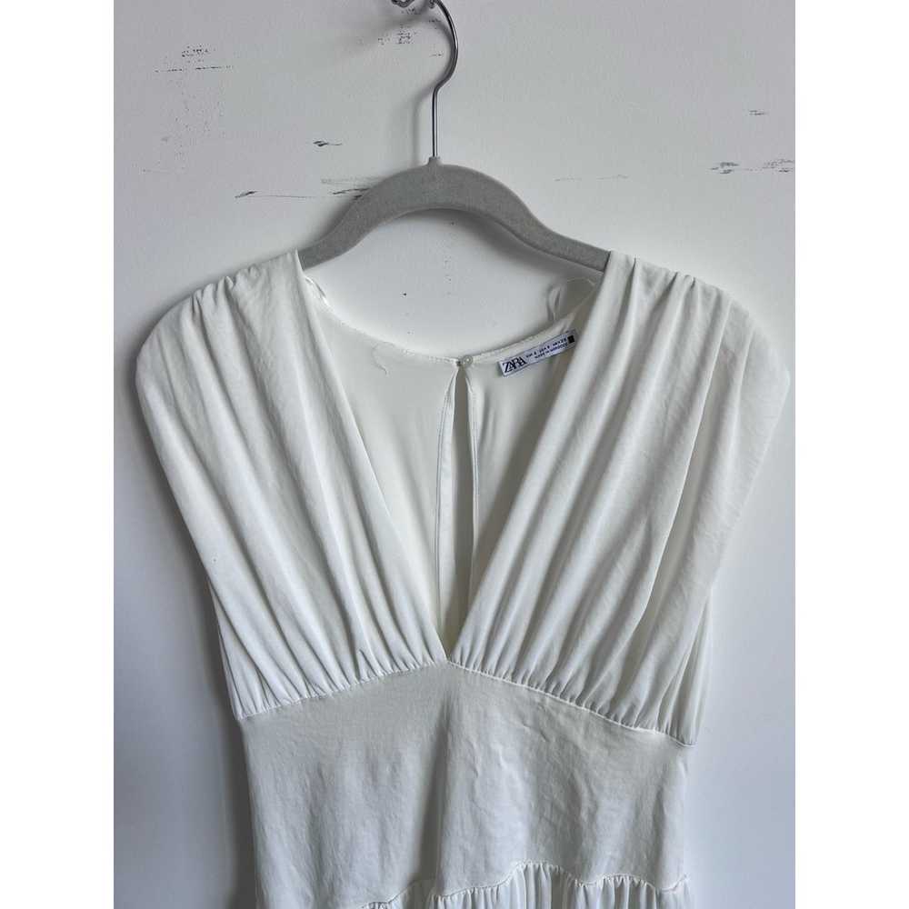 Zara White Asymmetrical Waist Draped Maxi Dress W… - image 4