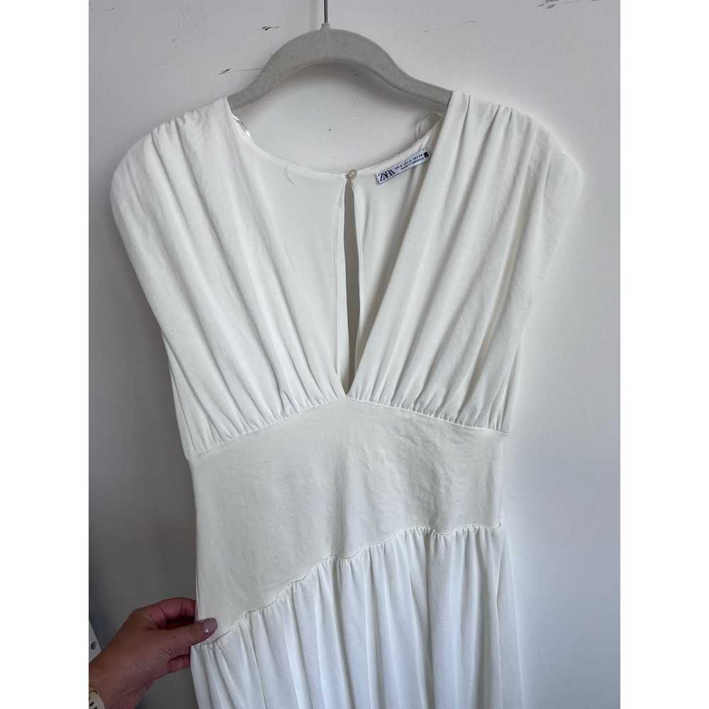 Zara White Asymmetrical Waist Draped Maxi Dress W… - image 6
