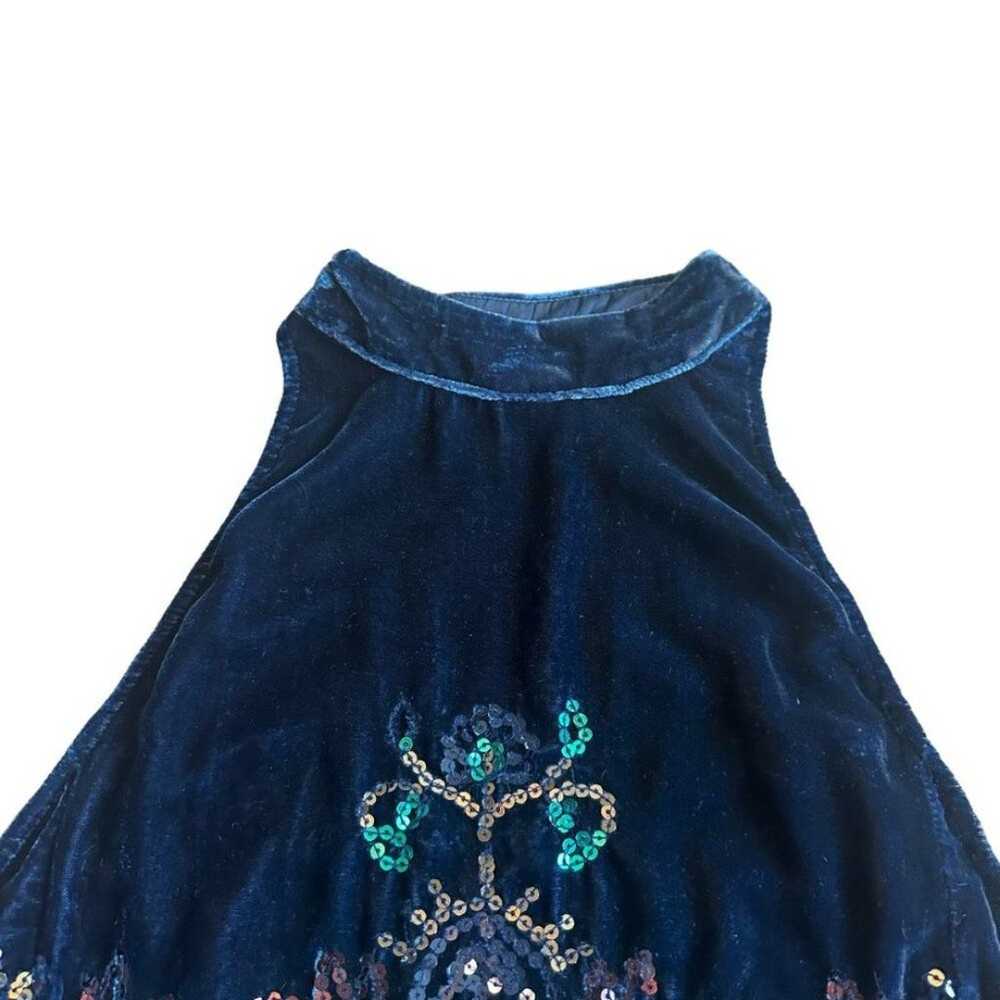 Free People Jill's Dress Blue Velvet Sequin Detai… - image 3
