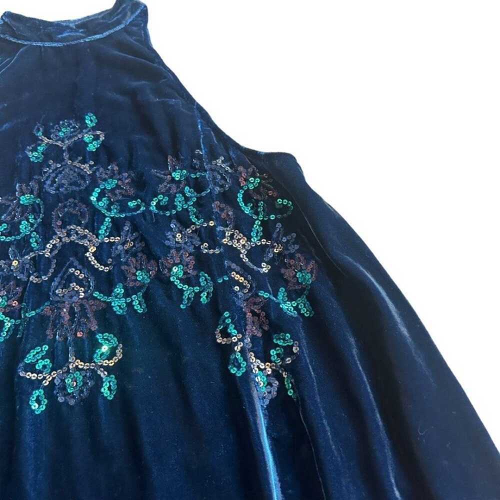 Free People Jill's Dress Blue Velvet Sequin Detai… - image 4