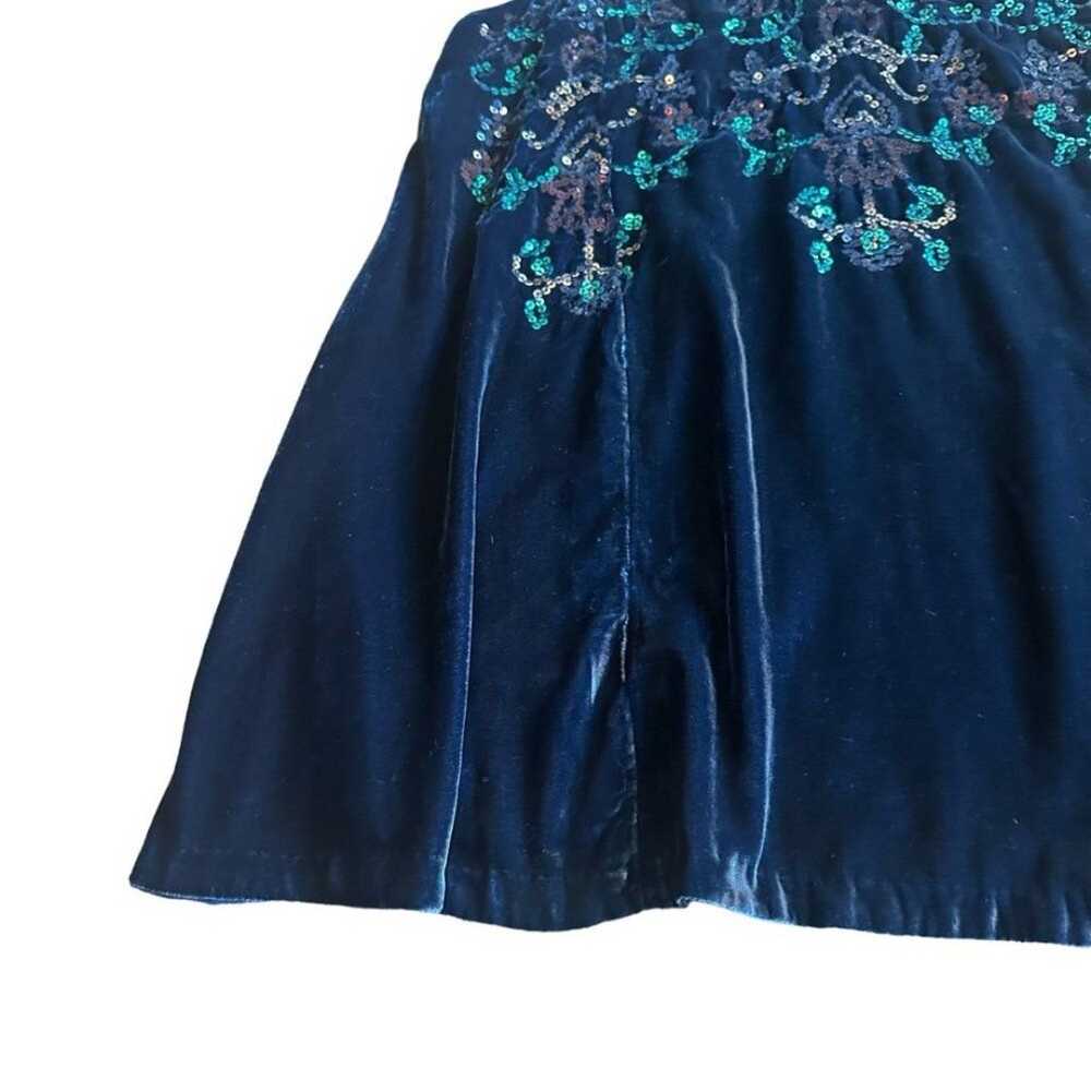 Free People Jill's Dress Blue Velvet Sequin Detai… - image 5