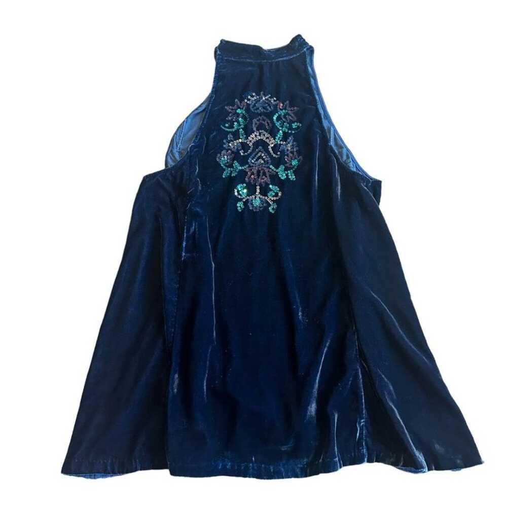 Free People Jill's Dress Blue Velvet Sequin Detai… - image 8