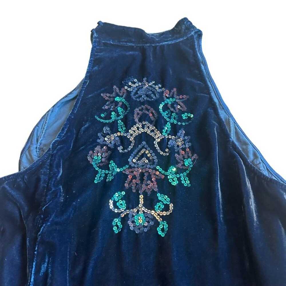 Free People Jill's Dress Blue Velvet Sequin Detai… - image 9