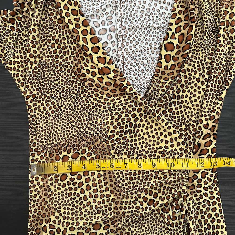 Norma Kamali Brown Leopard Long Sleeve Faux Wrap … - image 10