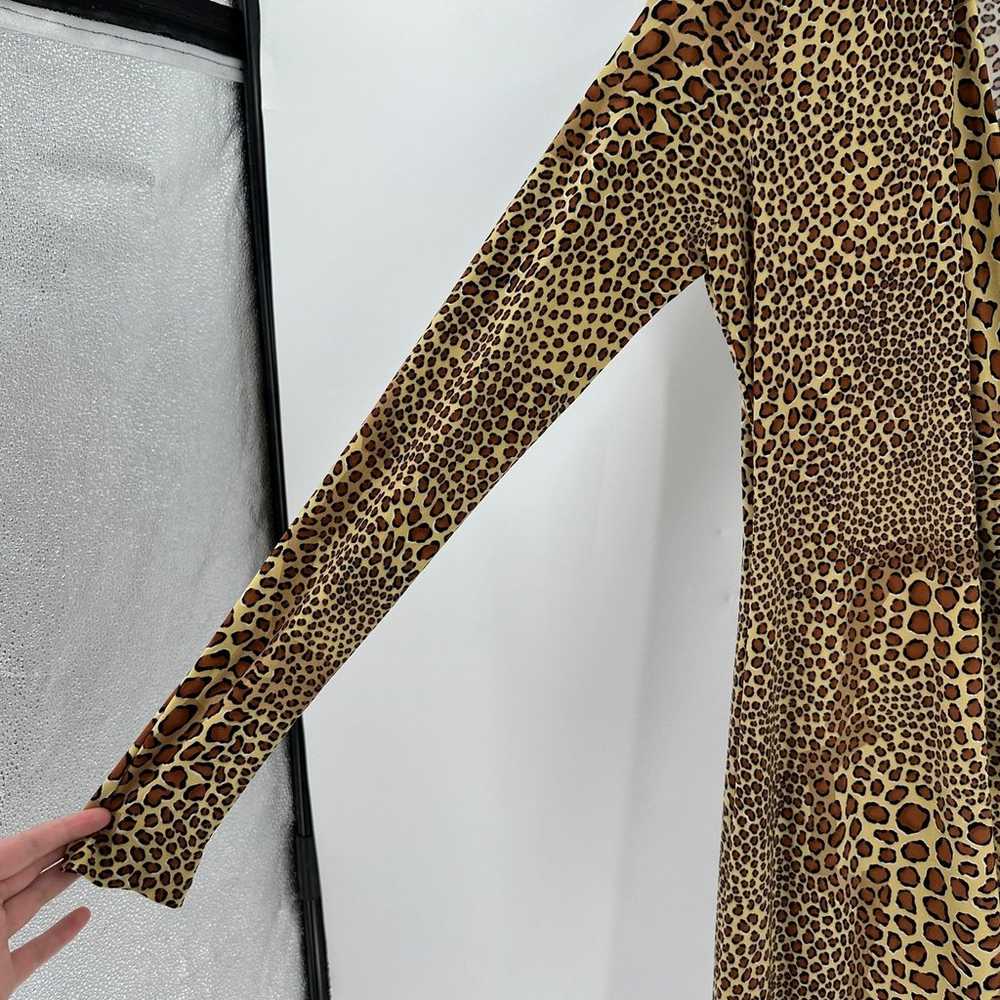 Norma Kamali Brown Leopard Long Sleeve Faux Wrap … - image 5