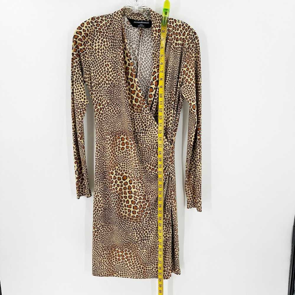 Norma Kamali Brown Leopard Long Sleeve Faux Wrap … - image 8