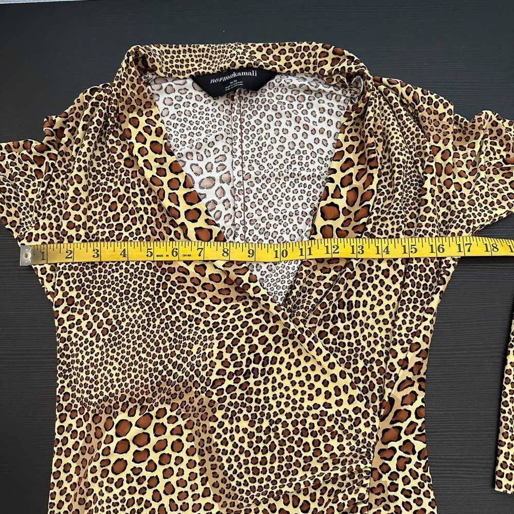 Norma Kamali Brown Leopard Long Sleeve Faux Wrap … - image 9