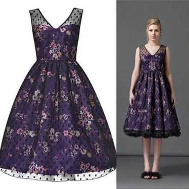 LINDY BOP Aliza A-Line Dress Size 10 Purple Flora… - image 1