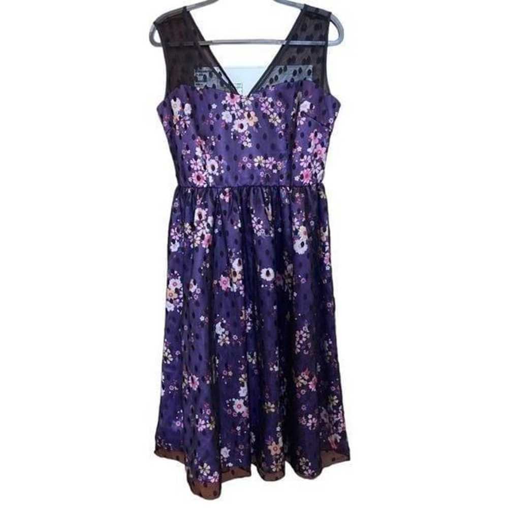 LINDY BOP Aliza A-Line Dress Size 10 Purple Flora… - image 2