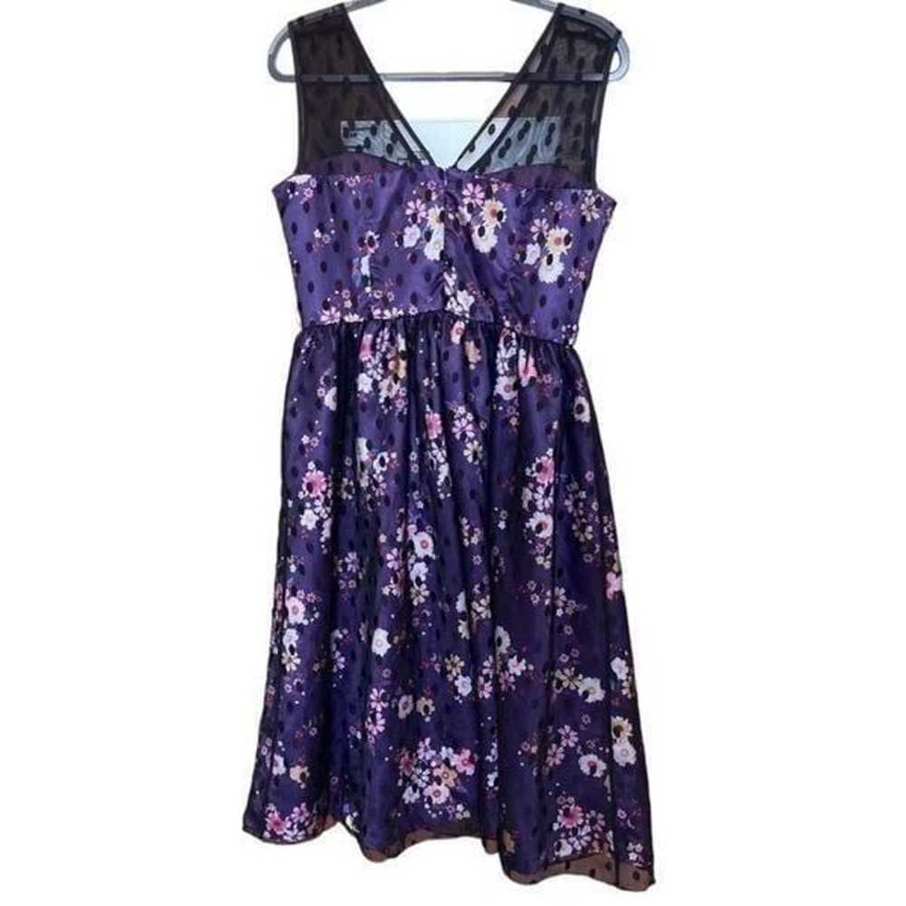 LINDY BOP Aliza A-Line Dress Size 10 Purple Flora… - image 3