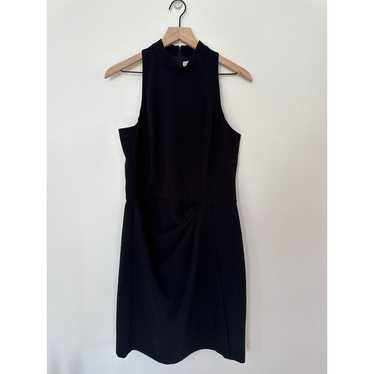 Halston Faux Wrap Sleeveless Midi Dress in Black. 