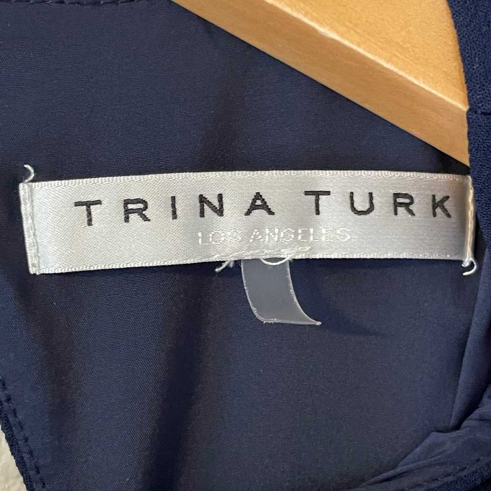 Trina Turk Whim Lace Trim Shift Dress Navy Blue W… - image 5