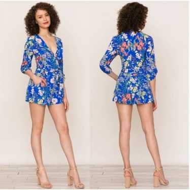 Yumi Kim Blue Floral Silk "Liz" Romper size Large