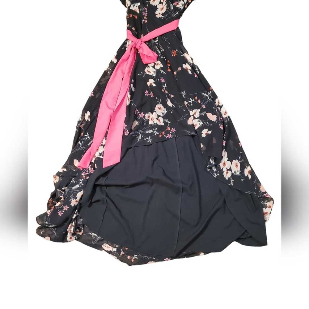 Eliza J Floral High/Low Faux Wrap Chiffon Dress S… - image 2