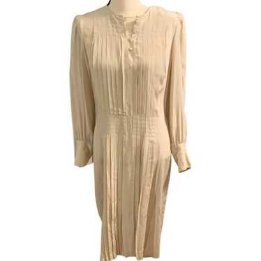 Vtg 90s/Y2K Cassis Silk Pleated Ivory Dress Sz 8/M - image 1