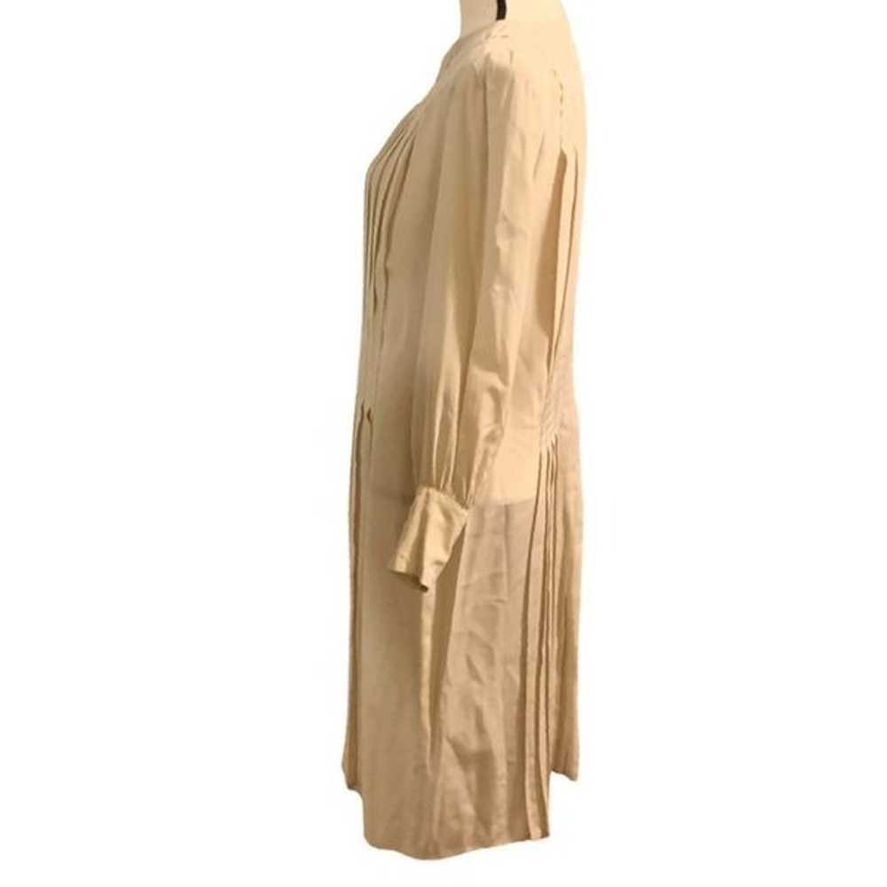 Vtg 90s/Y2K Cassis Silk Pleated Ivory Dress Sz 8/M - image 2