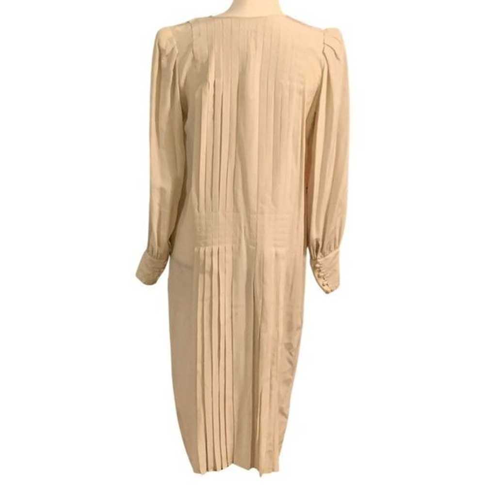 Vtg 90s/Y2K Cassis Silk Pleated Ivory Dress Sz 8/M - image 3