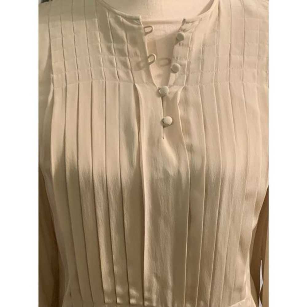 Vtg 90s/Y2K Cassis Silk Pleated Ivory Dress Sz 8/M - image 4