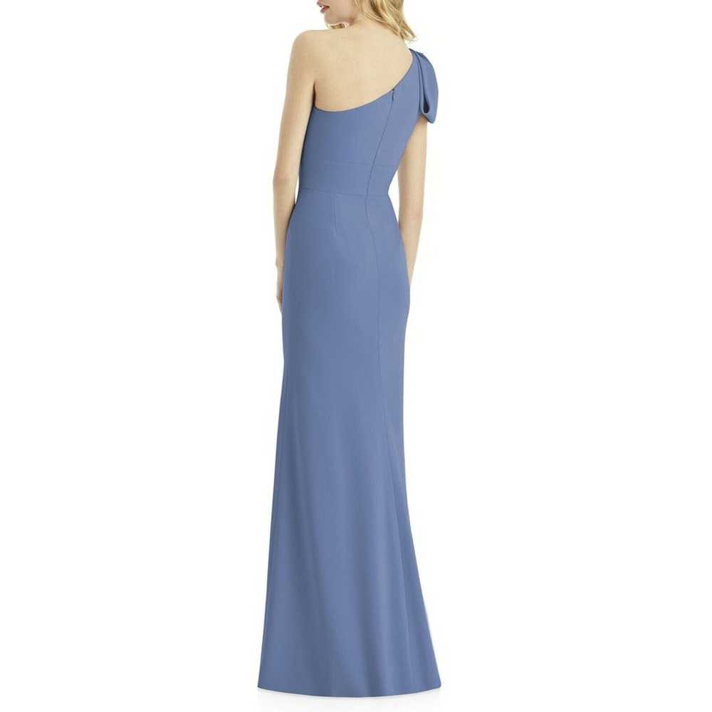 After Six Blue Bow One Shoulder Trumpet Gown - image 2