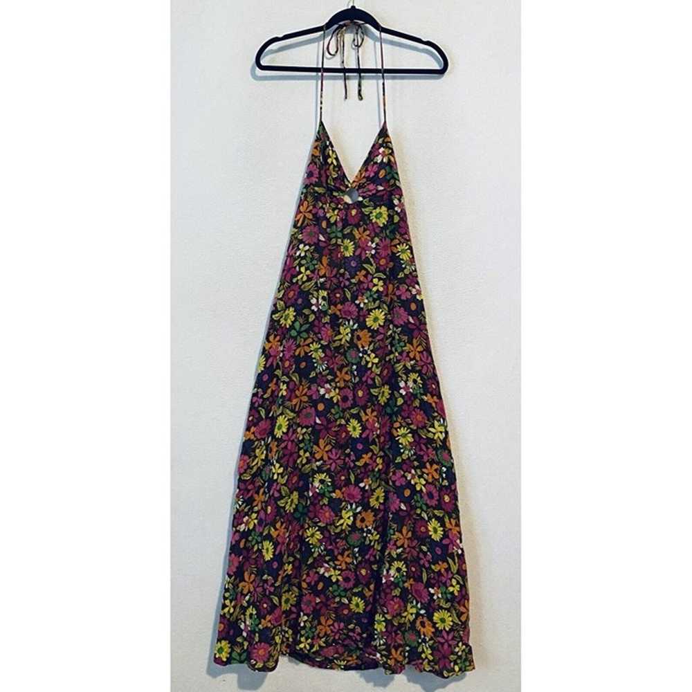 Free People Dress Womens 6 Floral Halter Maxi Tie… - image 1