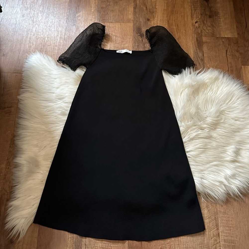 Zara | Black Knit Balloon Sleeve Dress - image 3