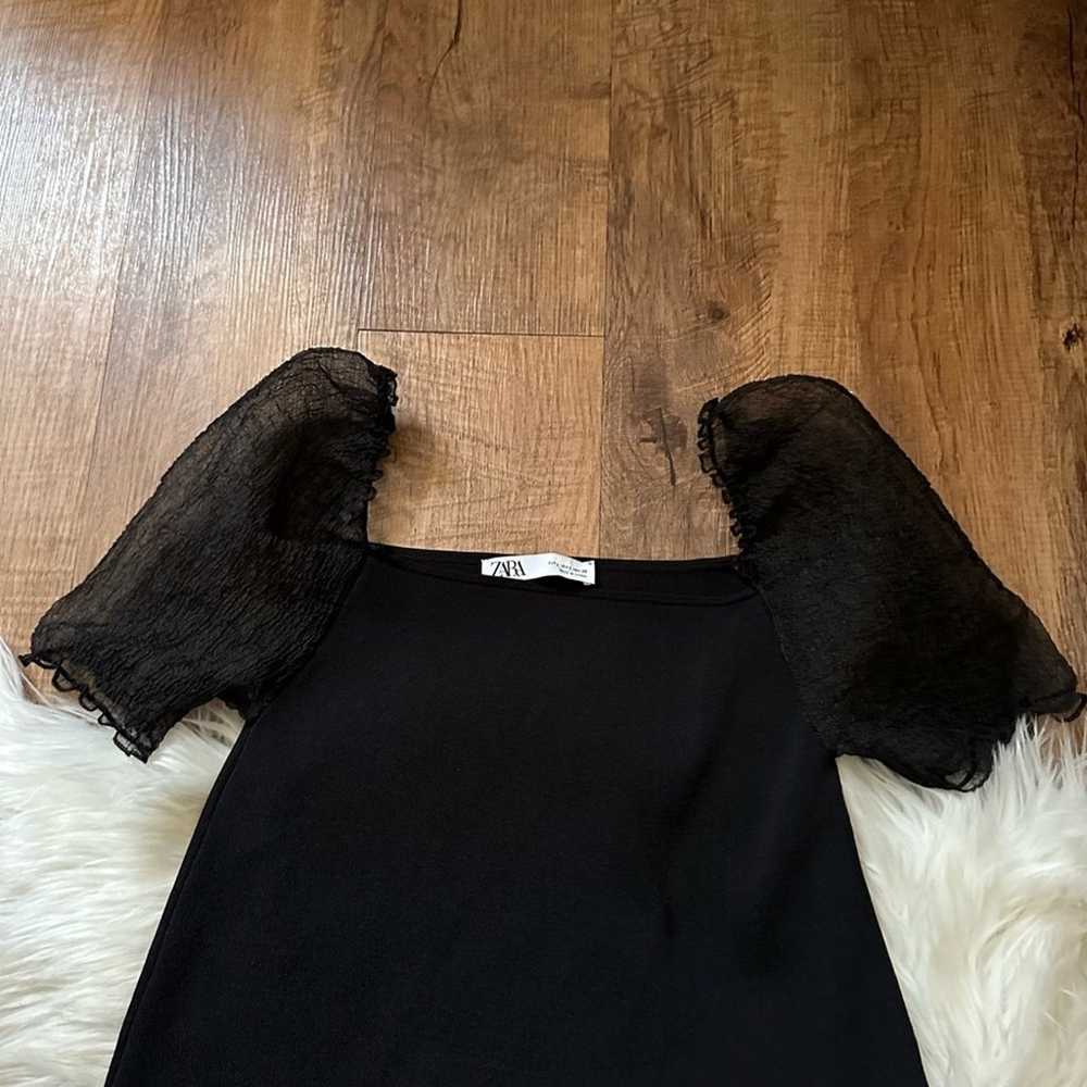Zara | Black Knit Balloon Sleeve Dress - image 4