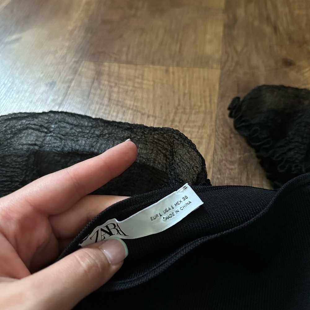 Zara | Black Knit Balloon Sleeve Dress - image 5