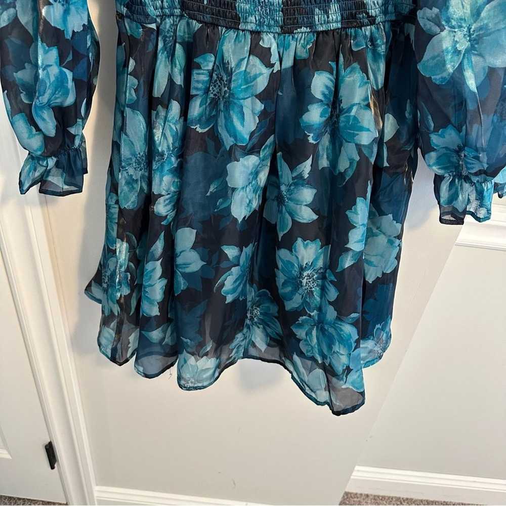 Thirty Thirty LA Blue Floral Organza Mini Dress L… - image 6