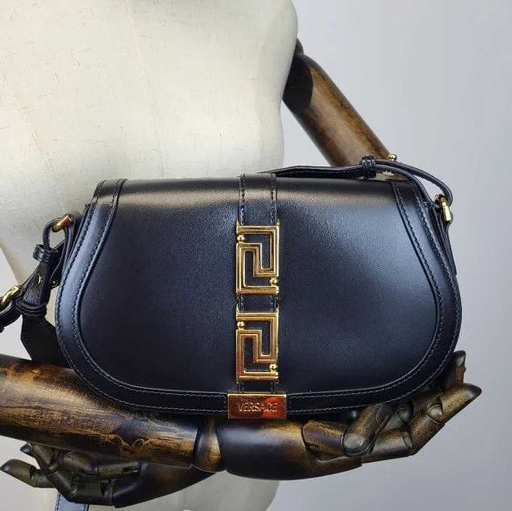 Versace Greca Goddess Medium Black Leather Should… - image 3