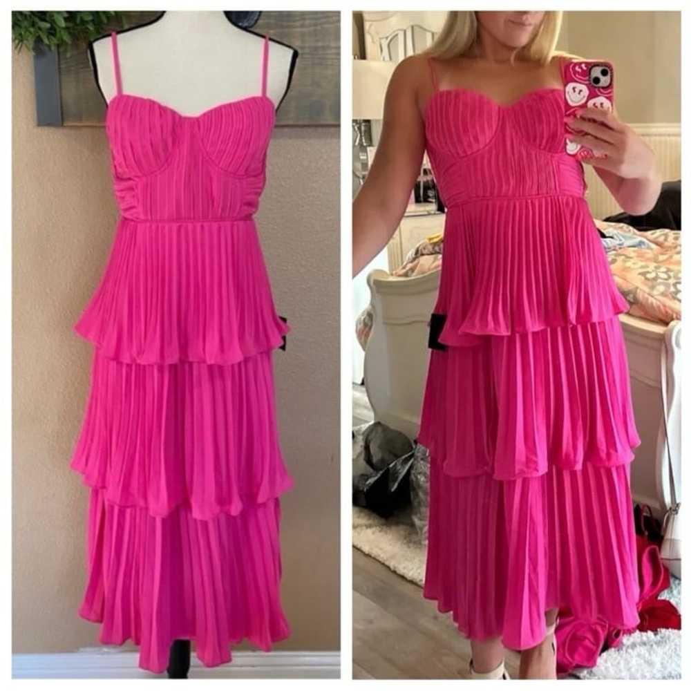 NWOT Lulus Cascading Crush Hot Pink Tiered Bustie… - image 1