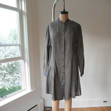FLAX | Linen dress snap down long-sleeve laganloo… - image 1