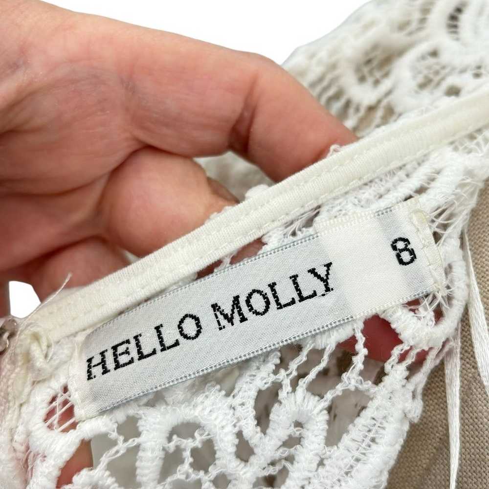 Hello Molly White Lace Crochet Illusion Cutout Mi… - image 10