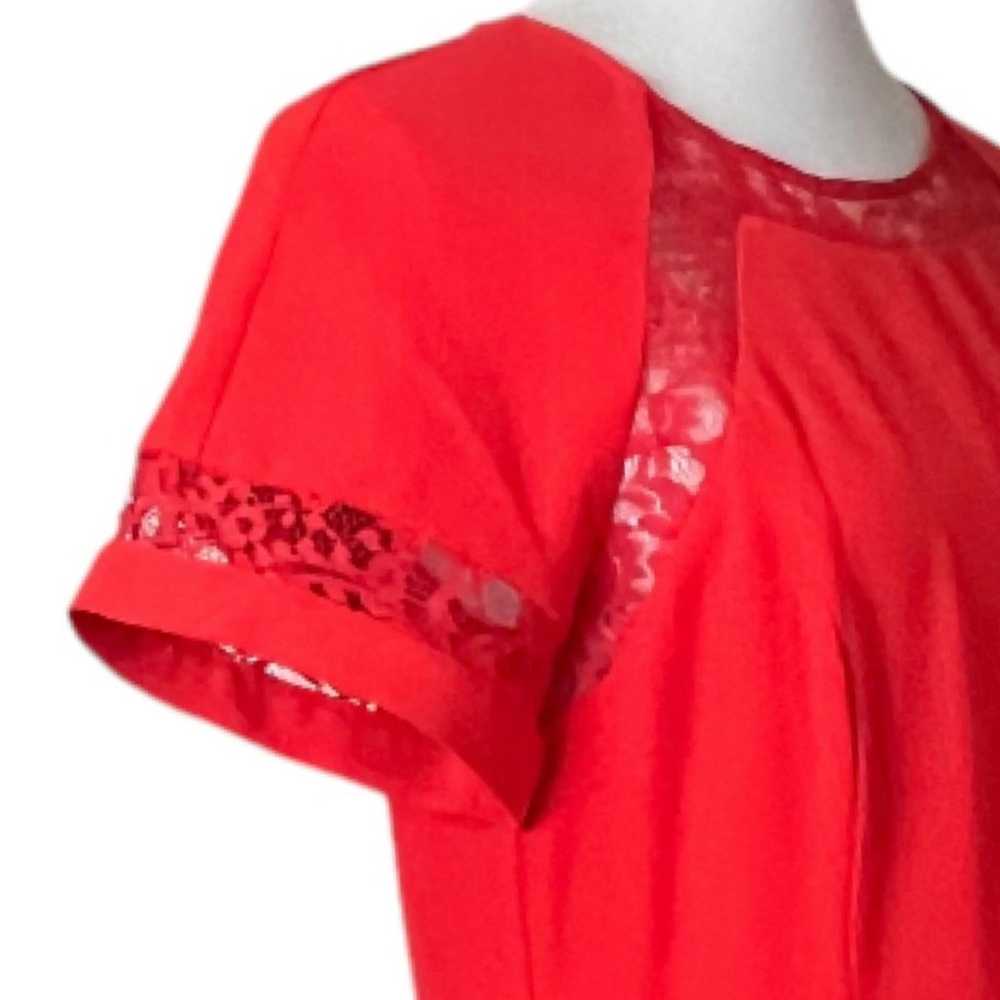 French Connection Dress A-line Pleated Lace Coral… - image 10