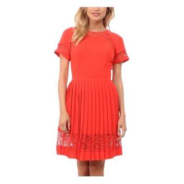 French Connection Dress A-line Pleated Lace Coral… - image 1