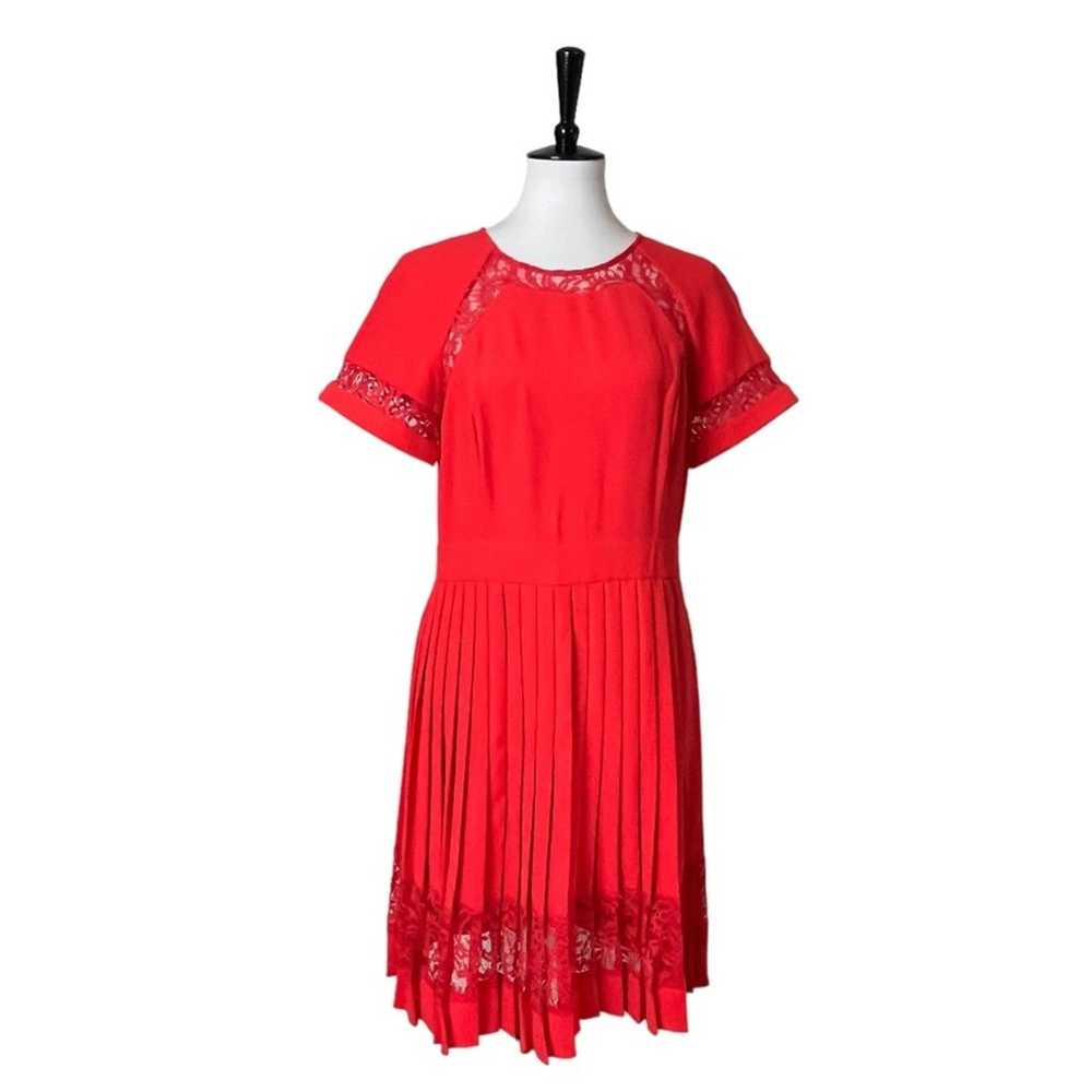 French Connection Dress A-line Pleated Lace Coral… - image 2