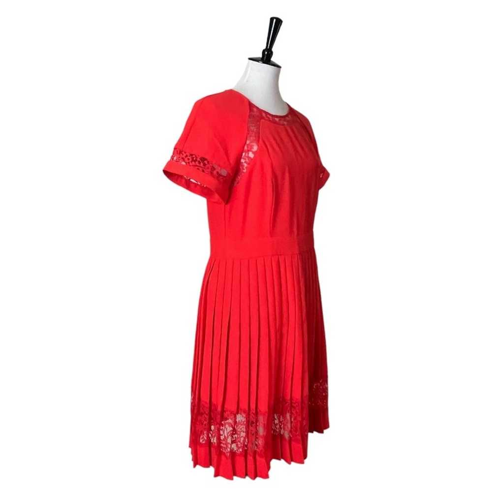 French Connection Dress A-line Pleated Lace Coral… - image 3